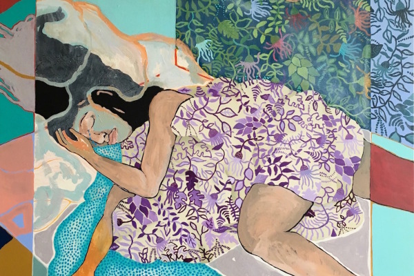 Katrina Jurjans, grief enters my body (and you begin to leave through my eyes), acrylic on canvas, 36x48, 2017