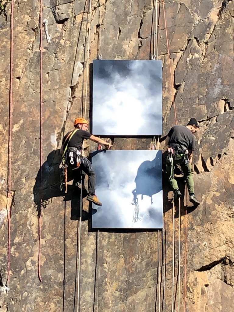 Marie Athenstadt, cave worx 2 & 4, Oil on canvas, 2020, Exhibitionview